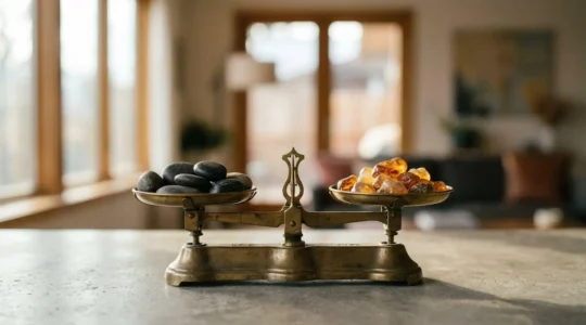 Composizione visiva che rappresenta l'equilibrio tra capitale e interessi in un piano di ammortamento mutuo