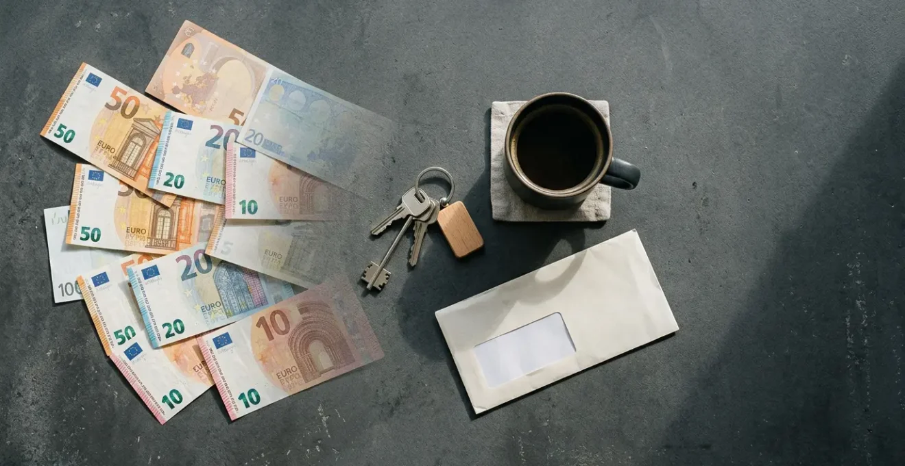 Rappresentazione visiva del dilemma finanziario mensile tra stipendio percepito e denaro realmente disponibile