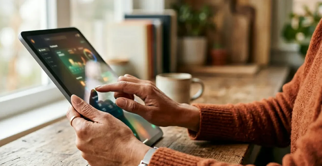 Una persona che visualizza tutti i conti bancari aggregati su un'unica interfaccia digitale grazie alla direttiva PSD2