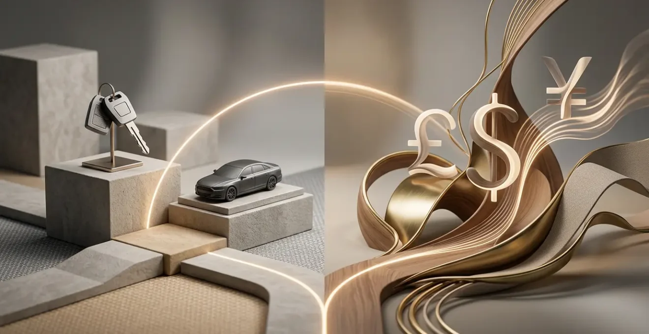 Concetto di scelta finanziaria tra prestito finalizzato e prestito personale per l'acquisto auto