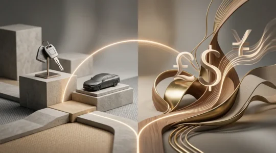 Concetto di scelta finanziaria tra prestito finalizzato e prestito personale per l'acquisto auto