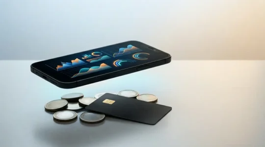 Rappresentazione della tecnologia finanziaria moderna e del risparmio digitale in Italia