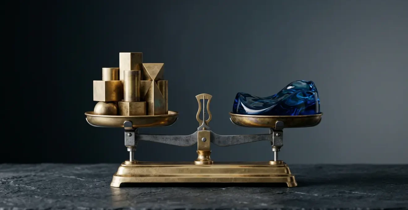 Composizione finanziaria con bilancia visiva che rappresenta l'equilibrio tra rendimento e rischio negli investimenti BTP