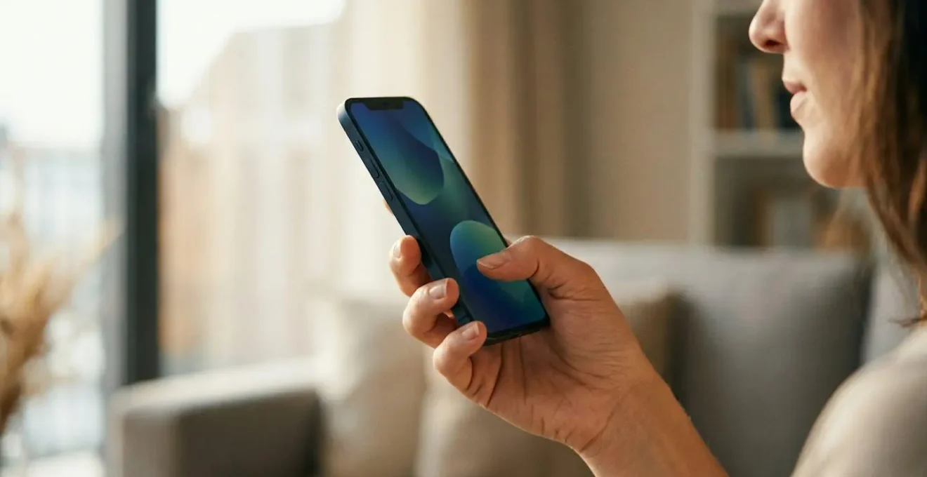 Persona che usa l'autenticazione biometrica sullo smartphone per accedere all'app bancaria in modo sicuro